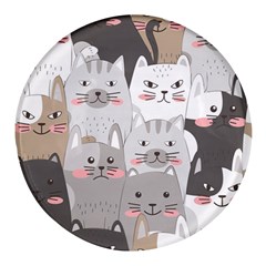 Cute Cats Seamless Pattern Round Glass Fridge Magnet (4 Pack) by Sarkoni