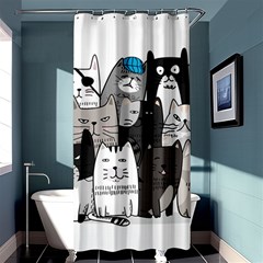 Cute Cat Hand Drawn Cartoon Style Shower Curtain 36  X 72  (stall)  by Grandong