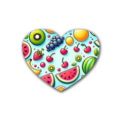 Fruits Sweet Pattern Rubber Heart Coaster (4 Pack) by Ravend