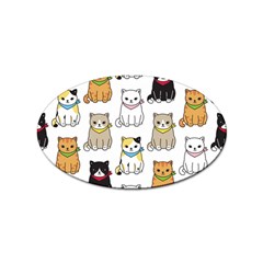 Cat Kitten Seamless Pattern Sticker Oval (10 Pack) by Grandong