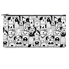 Seamless Pattern With Black White Doodle Dogs Pencil Case by Grandong