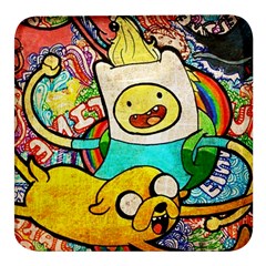 Painting Illustration Adventure Time Psychedelic Art Square Glass Fridge Magnet (4 Pack) by Sarkoni