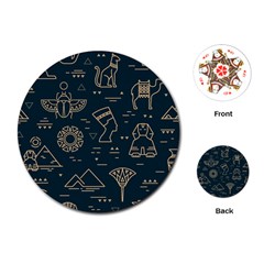 Dark Seamless Pattern Symbols Landmarks Sign Egypt Playing Cards Single Design (round) by Bedest