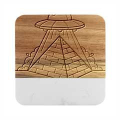 Unidentified Flying Object Ufo Under The Pyramid Marble Wood Coaster (square) by Sarkoni