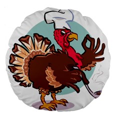 Turkey Chef Cooking Food Cartoon Large 18  Premium Flano Round Cushions by Sarkoni