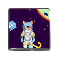 Cat Astronaut Space Retro Universe Memory Card Reader (square 5 Slot) by Bedest