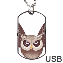 Owl Bird Feathers Dog Tag Usb Flash (two Sides) by Sarkoni