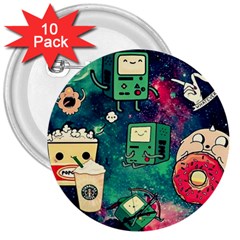 Adventure Time America Halloween 3  Buttons (10 Pack)  by Bedest