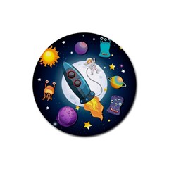 Spaceship Astronaut Space Rubber Coaster (round) by Hannah976