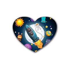 Spaceship Astronaut Space Rubber Heart Coaster (4 Pack) by Hannah976