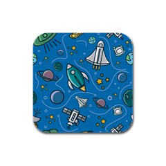 About Space Seamless Pattern Rubber Square Coaster (4 Pack) by Hannah976