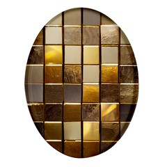 Golden Mosaic Tiles  Oval Glass Fridge Magnet (4 Pack) by essentialimage