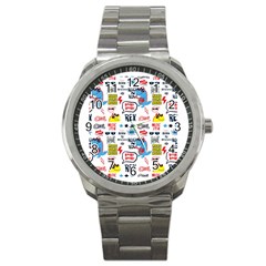 Monster Cool Seamless Pattern Sport Metal Watch by Hannah976