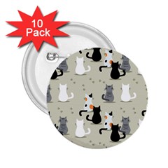 Cute Cat Seamless Pattern 2 25  Buttons (10 Pack)  by Ravend