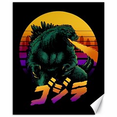 Godzilla Retrowave Canvas 11  X 14  by Cendanart