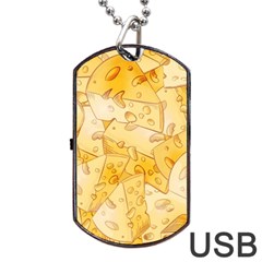 Cheese Slices Seamless Pattern Cartoon Style Dog Tag Usb Flash (two Sides) by Ket1n9