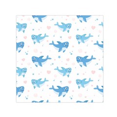 Seamless Pattern With Cute Sharks Hearts Square Satin Scarf (30  X 30 ) by Ket1n9