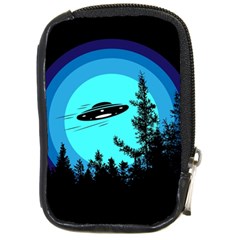 Ufo Alien Night Sky Night Compact Camera Leather Case by Cendanart