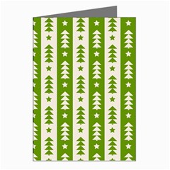 Christmas Green Tree Background Greeting Cards (pkg Of 8) by Cendanart