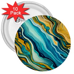 Painting Liquid Water 3  Buttons (10 Pack)  by Grandong