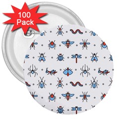 Insects Icons Square Seamless Pattern 3  Buttons (100 Pack)  by Bedest