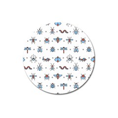 Insects Icons Square Seamless Pattern Magnet 3  (round) by Bedest