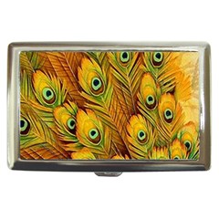 Peacock Feathers Green Yellow Cigarette Money Case by Bedest