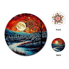 Winter Wonderland Landscape Nature Playing Cards Single Design (round) by Bedest