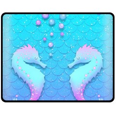 Seahorse Two Sides Fleece Blanket (medium) by Cemarart