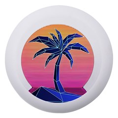 Abstract 3d Art Holiday Island Palm Tree Pink Purple Summer Sunset Water Dento Box With Mirror by Cemarart