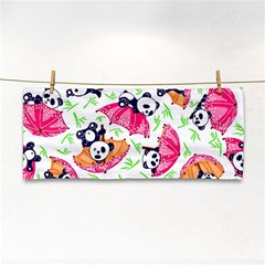 Panda Umbrella Pattern Hand Towel by Cemarart