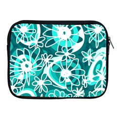 Mazipoodles Love Flowers - Dark Teal Turquoise White Apple Ipad 2/3/4 Zipper Cases by Mazipoodles