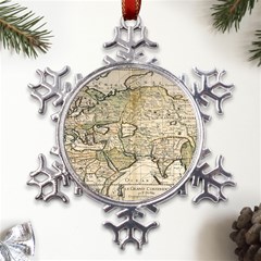 Tartaria Empire Vintage Map Metal Large Snowflake Ornament by Grandong