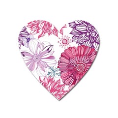 Violet Floral Pattern Heart Magnet