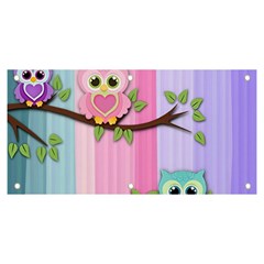 Owls Family Stripe Tree Banner And Sign 6  X 3  by Bedest