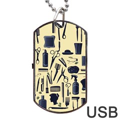 Elegant Hairdresser Pattern Cream Dog Tag Usb Flash (one Side) by TetiBright