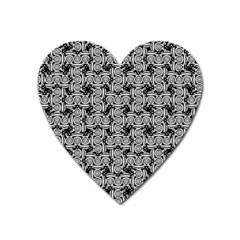 Ethnic Symbols Motif Black And White Pattern Heart Magnet