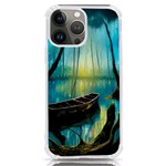 Swamp Bayou Rowboat Sunset Landscape Lake Water Moss Trees Logs Nature Scene Boat Twilight Quiet iPhone 13 Pro Max TPU UV Print Case Front