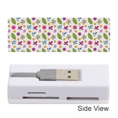 Pattern Flowers Leaves Green Purple Pink Memory Card Reader (stick) by Maspions