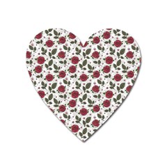 Roses Flowers Leaves Pattern Scrapbook Paper Floral Background Heart Magnet