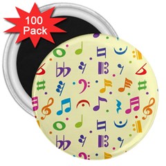 Seamless Pattern Musical Note Doodle Symbol 3  Magnets (100 Pack) by Apen