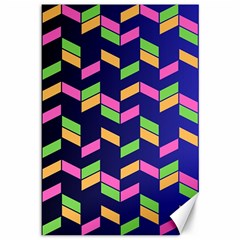 Background Pattern Geometric Pink Yellow Green Canvas 12  X 18  by Maspions