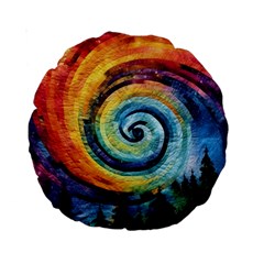 Cosmic Rainbow Quilt Artistic Swirl Spiral Forest Silhouette Fantasy Standard 15  Premium Round Cushions by Maspions