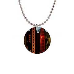 Sci-fi Futuristic Science Fiction City Neon Scene Artistic Technology Machine Fantasy Gothic Town Bu 1  Button Necklace