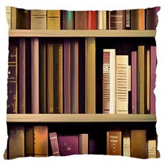 Books Bookshelves Office Fantasy Background Artwork Book Cover Apothecary Book Nook Literature Libra Large Cushion Case (one Side) by Posterlux