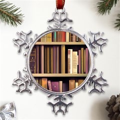 Books Bookshelves Office Fantasy Background Artwork Book Cover Apothecary Book Nook Literature Libra Metal Large Snowflake Ornament by Posterlux