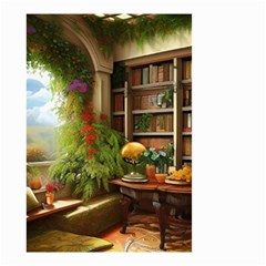 Room Interior Library Books Bookshelves Reading Literature Study Fiction Old Manor Book Nook Reading Small Garden Flag (two Sides) by Posterlux