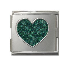 Squares Cubism Geometric Background Mega Link Heart Italian Charm (18mm)