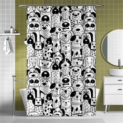 Seamless Pattern With Black White Doodle Dogs Shower Curtain 48  X 72  (small)  by Grandong