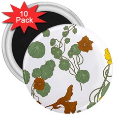 Nasturtium Flower Plant Leaves 3  Magnets (10 Pack)  by Maspions